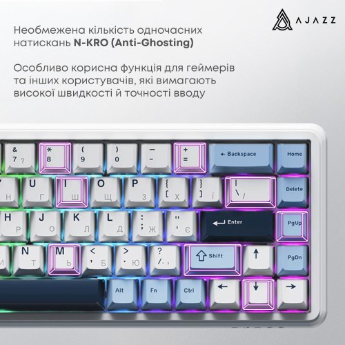 Клавіатура бездротова, ігрова Ajazz AK680 MAX (8+8K), механічна, Magnetic Switch, RGB (AK680-M-BWD-A)