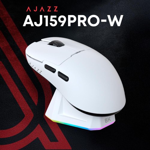 Миша бездротова, ігрова Ajazz  AJ159PRO, Pixart 3395, 8K, Charging Dock, White (AJ159-PRO-W)