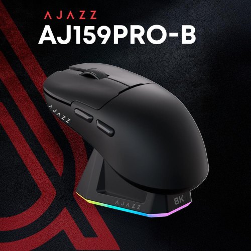 Миша бездротова, ігрова Ajazz  AJ159PRO, Pixart 3395, 8K, Charging Dock, Black (AJ159-PRO-B)