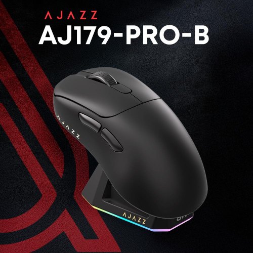 Миша бездротова, ігрова Ajazz AJ179PRO, Pixart 3395, 8K, Charging Dock, Black (AJ179-PRO-B)