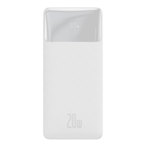 Зовнішній акумулятор Powerbank Baseus Bipow, 20000mAh, microUSB/USBType-C/2хUSB Type-A, White (PPBD20K)
