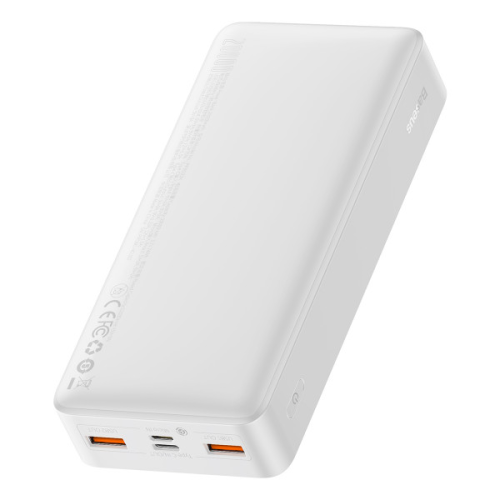 Зовнішній акумулятор Powerbank Baseus Bipow, 20000mAh, microUSB/USBType-C/2хUSB Type-A, White (PPBD20K)