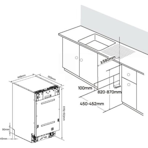 Посудомийна машина вбудована Edler EBD-6020P, 6 температурних режимів, 8 програм, електронне керування