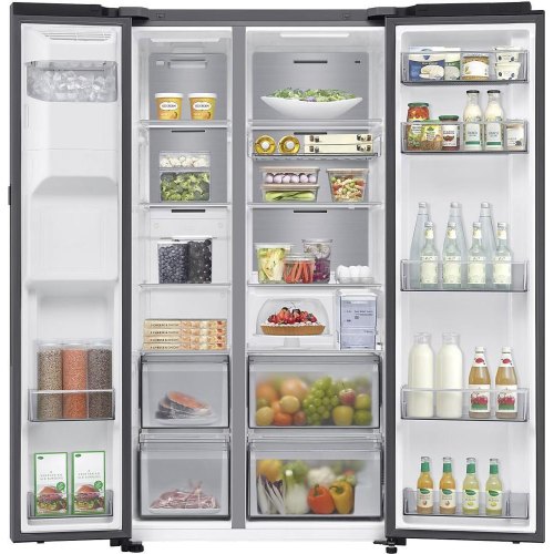 Холодильник Samsung RS80F65K2TUA, загальний об'єм 617л, холодильник 415л, морозильна камера 202л, дисплей, сенсорне керування