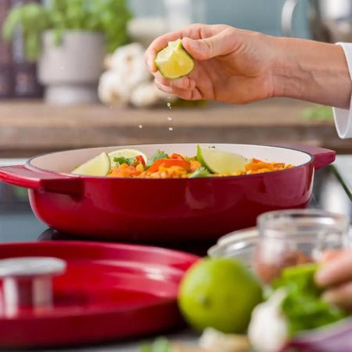 Сотейник чавунний KitchenAid, 26см, 2.77л, з кришкою, червоний (CC009009-001)