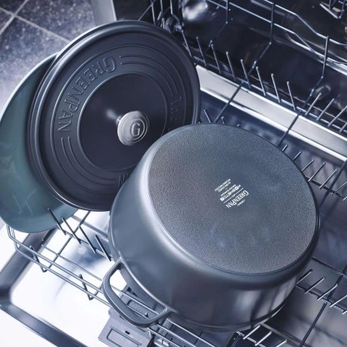 Каструля GreenPan Featherweights, 28см, 6.3л, керамічне покриття, з кришкою, чорна (CC005057-001)