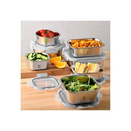 Контейнер для зберігання їжі Bergner Go Lovers, 640мл, квадратний, нержавіюча сталь (BG-36313-GY)