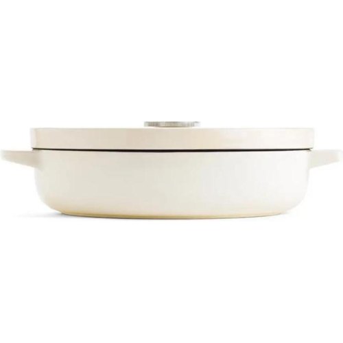 Сотейник чавунний KitchenAid, 26см, 2.77л, з кришкою, мигдальний крем (CC009010-001)