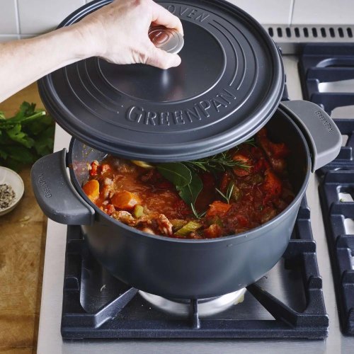 Каструля GreenPan Featherweights, 26см, 5.3л, керамічне покриття, з кришкою, чорна (CC004829-001)