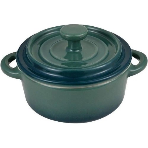 Набір міні-каструль для запікання Bergner Excalibur, кераміка, з кришками, круглі, 2шт, зелені (BG-13366-GR)