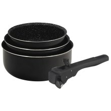 Набір ковшів Bergner Click & cook black, 16см/18см/20см, зі знімною ручкою (BG-31602-BK)