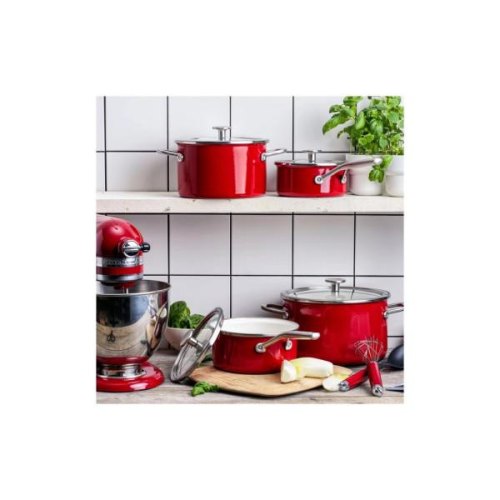 Ківш KitchenAid Steel Core, 18см, 2л, з кришкою, червоний (CC003264-001)