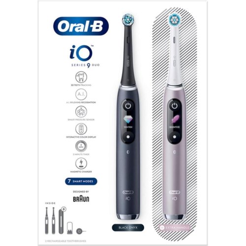 Електрична зубна щітка Braun Oral-B iO Series 9 DUO iOM9d.2J2.2AD, 2шт, рожева/чорна (80363732)