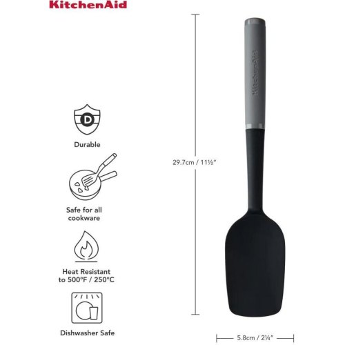 Лопатка силіконова KitchenAid Coreline, 34см, сіра (KAS030OHCGG)