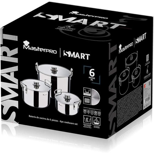 Набір каструль MasterPro Smart, 3.14/6.5/11.6л, з кришками, 6 предметів (BGMP-2145)
