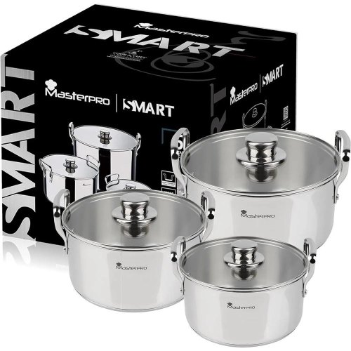 Набір каструль MasterPro Smart, 3.14/6.5/11.6л, з кришками, 6 предметів (BGMP-2145)