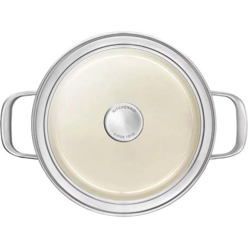 Каструля KitchenAid Steel Core, 20см, 3.7л, з кришкою, мигдальний крем (CC003266-001)