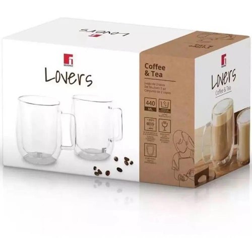 Набір чашок склянних Bergner Coffee & tea lovers, 400мл, 2шт (BG-20116-MM)