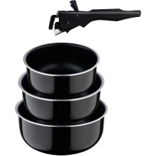 Набір ковшів Bergner Click & cook, 16/18/20см, зі знімною ручкою (BG-31608-BK)