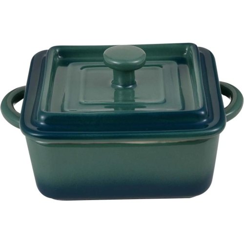 Набір міні-каструль для запікання Bergner Excalibur, кераміка, з кришками, квадратні, 9.5x9.5см, 2шт (BG-13364-GR)