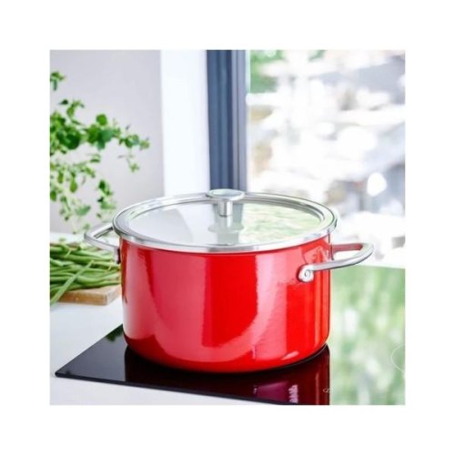 Каструля KitchenAid Steel Core, 24см, 6л, з кришкою, червона (CC003270-001)