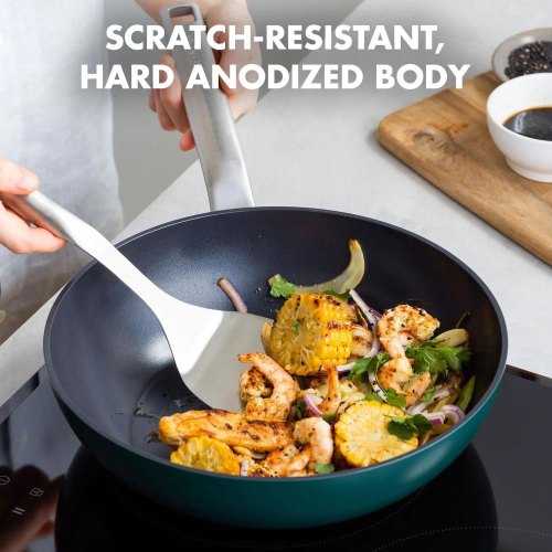 Сковорода ВОК GreenPan Evolution, 28см, 3.6л, керамічне покриття, темно-зелена (CC006392-001)