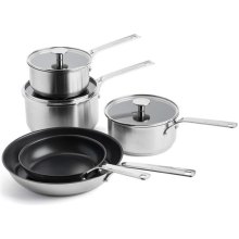 Набір посуду KitchenAid SSS, 8 предметів, 3 ковші з кришками 16/18/20см (1.49/2.13/3.11л), 2 сковороди 20/28см (CC004221-001)