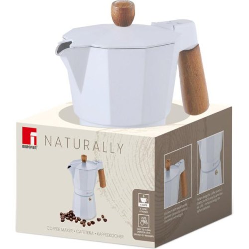 Кавоварка гейзерна Bergner Naturally, на 6 чашок (BG-38191-WH-6)