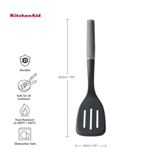 Лопатка KitchenAid Coreline, 34.3см, з прорізами, сіра (KAS002OHCGG)