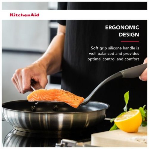 Лопатка KitchenAid Coreline, 34.3см, з прорізами, сіра (KAS002OHCGG)