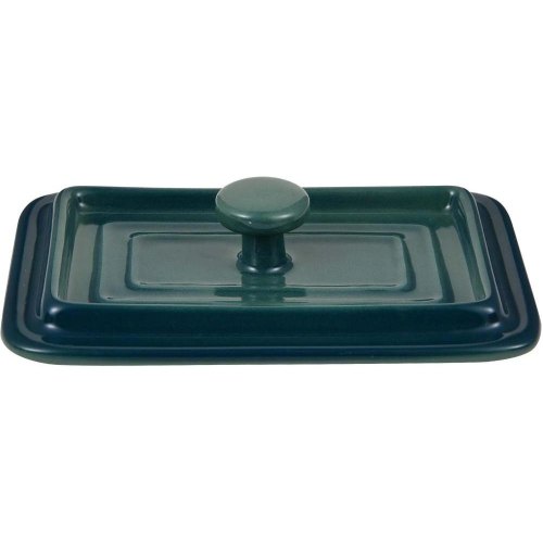 Набір міні-каструль для запікання Bergner Excalibur, кераміка, з кришками, прямокутні, 2шт, зелені (BG-13363-GR)