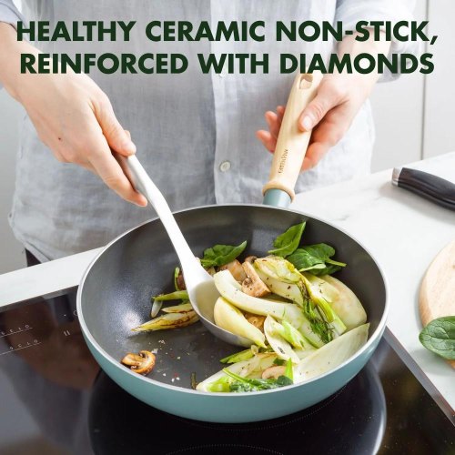 Сковорода ВОК GreenPan Mayflower, 28см, 3.6л, керамічне покриття, блакитна (CC001683-001)