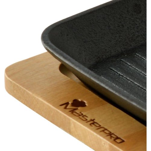 Сковорода-гриль MasterPro Foodies сook&share, 13.7x22.2см, чавун, з підставкою (BGMP-3808-EM)