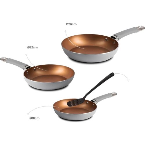 Набір сковорідок Bergner Loja reeco, 18/22/26см, з лопаткою (BGEU-5582)