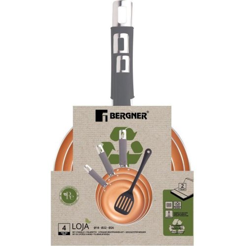 Набір сковорідок Bergner Loja reeco, 18/22/26см, з лопаткою (BGEU-5582)