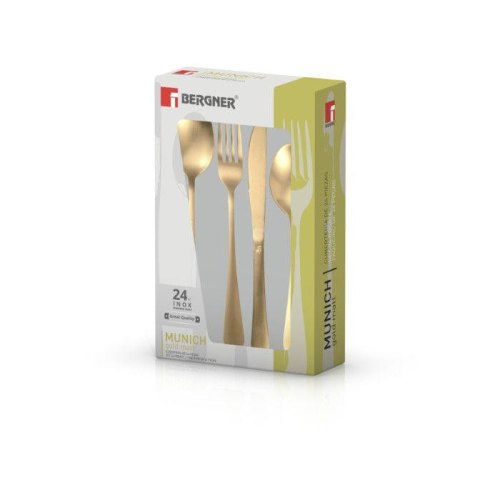 Набір столових приборів Bergner Munich gold matt, 24 предмети (BG-5134-GD)