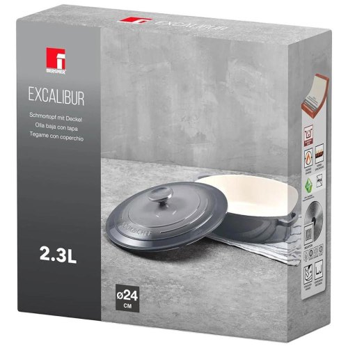 Сотейник Bergner Excalibur, 24см, з кришкою, сірий (BG-36103-GY)