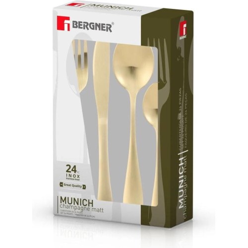 Набір столових приборів Bergner Munich champagne matt, 24 предмети (BG-5139-CH)