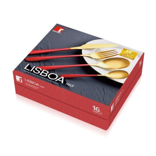 Набір столових приборів Bergner Lisboa red, 16 предметів (BG-45148-RD)