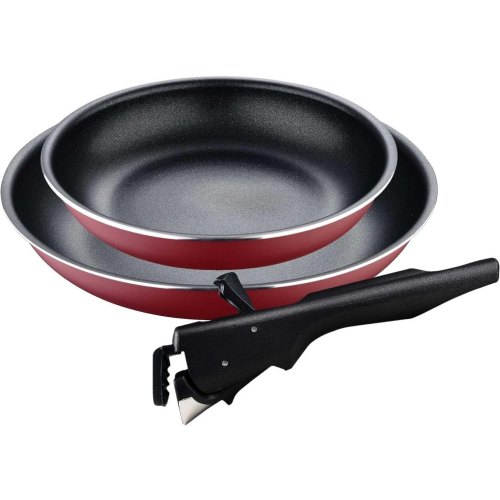 Набір сковорідок Bergner Click & cook, 22/26см, зі знімною ручкою, червоний (BG-31605-RD)