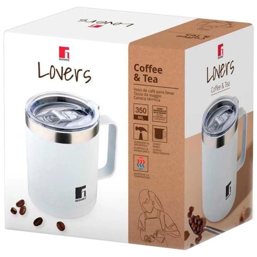 Термокухоль Bergner Coffee & tea lovers, 350мл (BG-37788-WH)