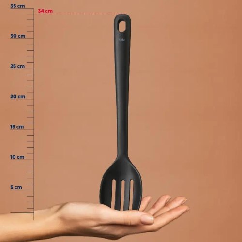 Ложка для сервірування KELA Apart, 34см, з прорізами, чорна (12633)