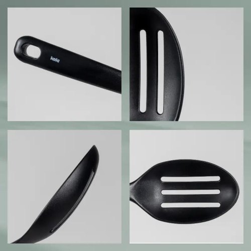 Ложка для сервірування KELA Apart, 34см, з прорізами, чорна (12633)