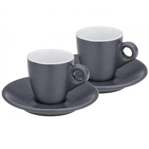 Набір чашок для еспресо KELA Mattia, 4 предмети, з блюдцем, сірий (12751)