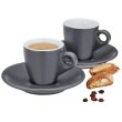 Набір чашок для еспресо KELA Mattia, 4 предмети, з блюдцем, сірий (12751)