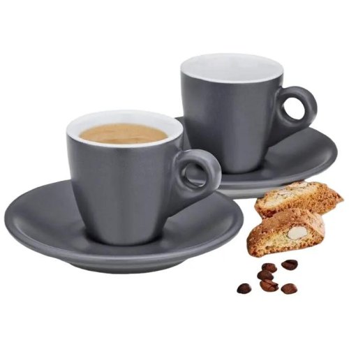 Набір чашок для еспресо KELA Mattia, 4 предмети, з блюдцем, сірий (12751)