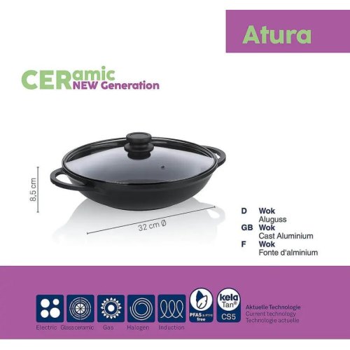 Сковорода ВОК KELA Atura, 32см, 4л, з кришкою, з двома ручками (15174)