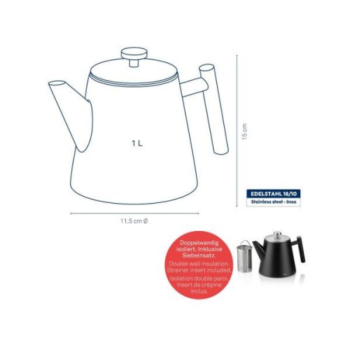 Чайник для заварювання KELA Modena, 1л, чорний (11357)