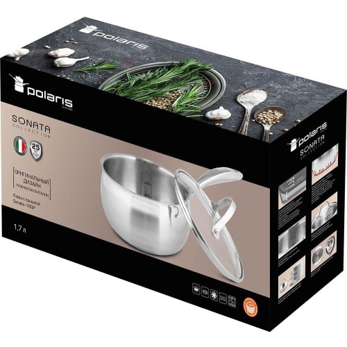 Ківш POLARIS Sonata-16SP, 1.7л, нержавіюча сталь, сірий (015064)