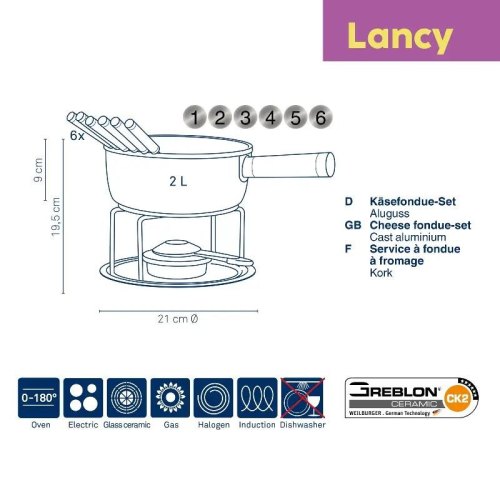 Набір для фондю KELA Lancy, 10 предметів, сірий (16564)
